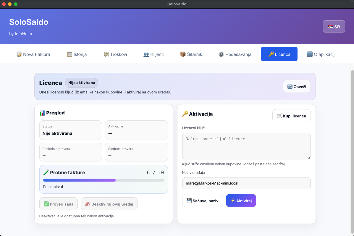 SoloSaldo — Licenca